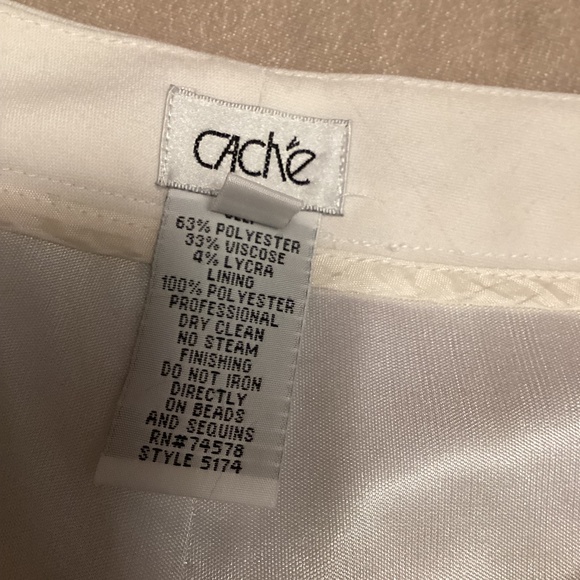 CACHE Cream pants with embroidery Sz 6 - Picture 7 of 9